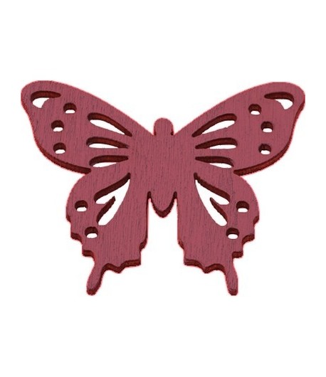 PAPILLONS EN BOIS ROSE X 6