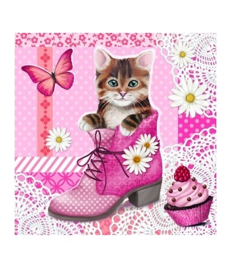 SERVIETTE CHATON DANS LA CHAUSSURE