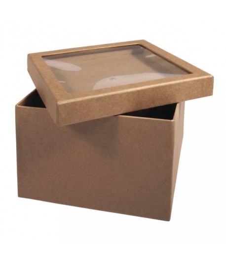 Petite Boite plate carrée avec couvercle en carton, 8,5 x 8,5 x H 3,1 cm ,  Supports en carton