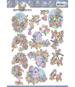 FEUILLE 3D FLOWERS AND BIRDS CD11616