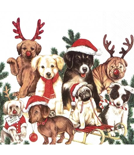 SERVIETTE DOGS CHRISTMAS