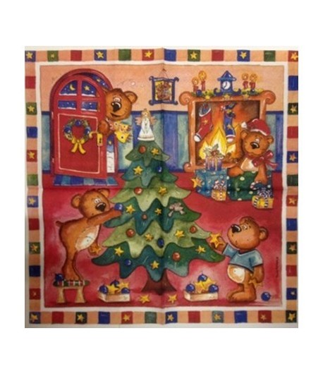 SERVIETTE LE NOEL DES OURSONS