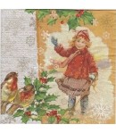 SERVIETTE PETITE FILLE VINTAGE NOEL