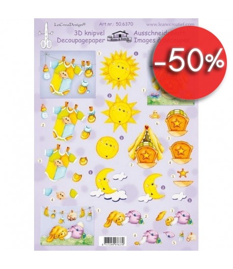 FEUILLE 3D BEBE ET SOLEIL 506370