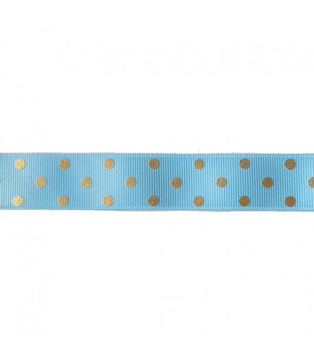 RUBAN BLEU A POIS 2.5 CM - 1 METRE