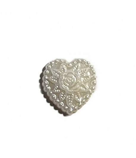 COEUR EN PLASTIQUE FLEURI 1.7 CM - BLANC