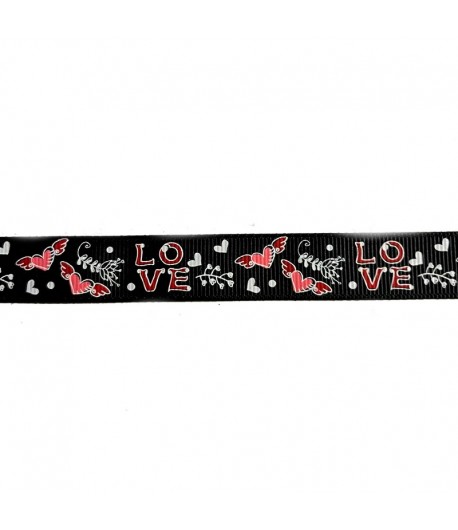 RUBAN NOIR LOVE 1.5 CM - 1 METRE