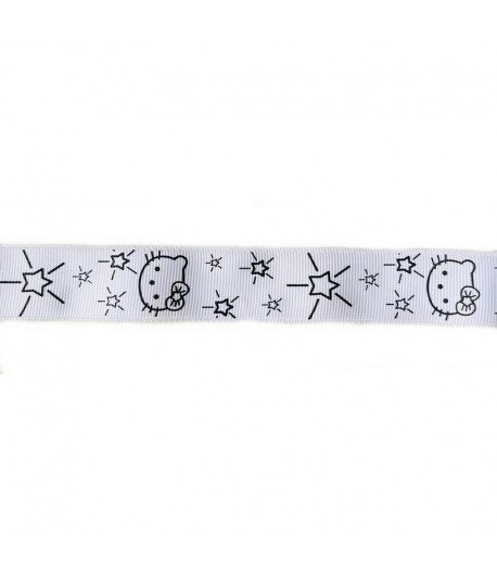 RUBAN BLANC H KITTY 2.5 CM - 1 METRE