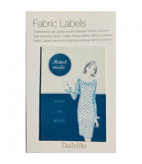 ETIQUETTE ADHESIVE FABRIC LABEL FEMME A POIS 4.4X6.4CM