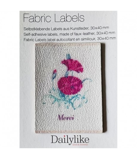 ETIQUETTE ADHESIVE FABRIC LABEL MERCI 3X4CM