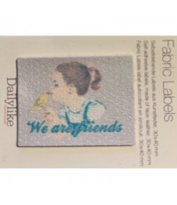 ETIQUETTE ADHESIVE FABRIC LABEL WE ARE FRIENDS 3X4CM