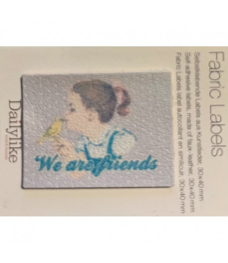 ETIQUETTE ADHESIVE FABRIC LABEL WE ARE FRIENDS 3X4CM