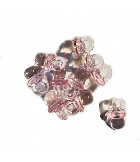 TETINES EN PLASTIQUE TRANSPARENT X 10 ROSE 1X2CM