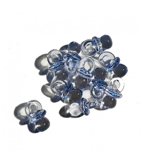 TETINES EN PLASTIQUE TRANSPARENT X 10 BLEU 1X2CM