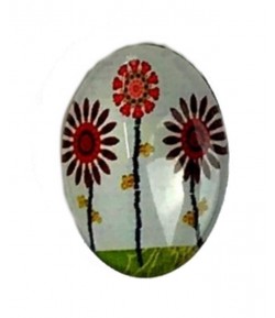 CABOCHON OVALE FLEURS 2.4CM