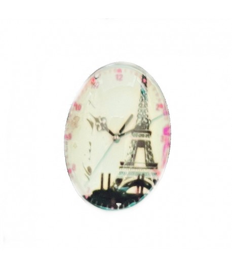 CABOCHON OVALE TOUR EIFFEL HORLOGE 2.4X3.5CM