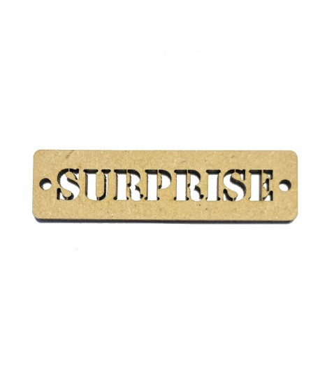 SUJET BOIS ETIQUETTE SURPRISE 6.9X1.6CM