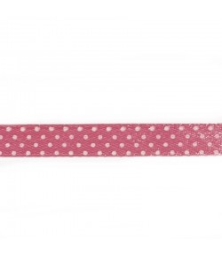 RUBAN ROSE A POIS BLANC 1.2 CM - 1 METRE