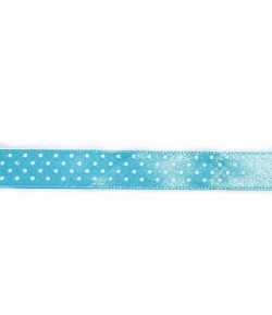 RUBAN BLEU A POIS BLANC 1.2 CM - 1 METRE