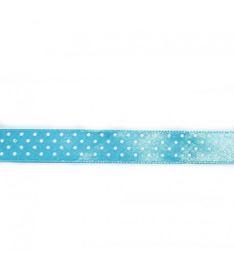 RUBAN BLEU A POIS BLANC 1.2 CM - 1 METRE