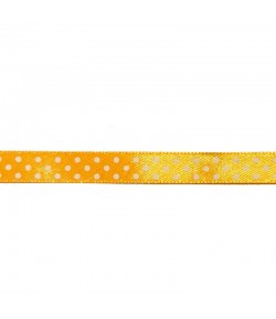 RUBAN JAUNE A POIS BLANC 1CM - 1 METRE