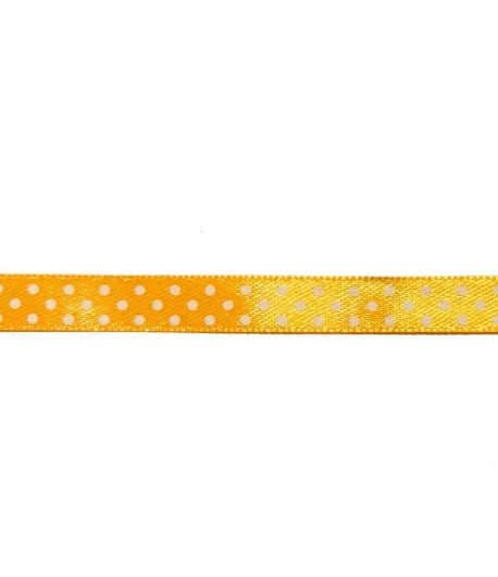 RUBAN JAUNE A POIS BLANC 1CM - 1 METRE