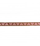 RUBAN MARRON FLEURS ROSES 0.9 CM - 1 METRE