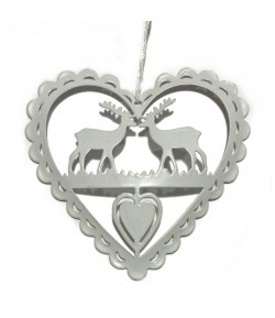 COEUR EN METAL BLANC KM71 9X9.6CM KM71