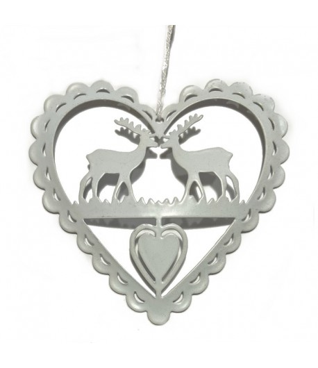 COEUR EN METAL BLANC KM71 9X9.6CM KM71