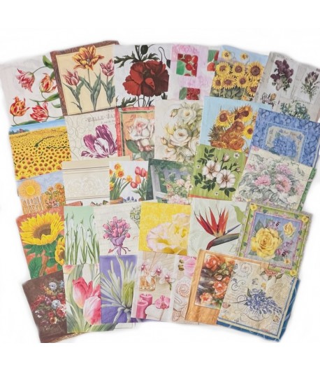 LOT DE 30 SERVIETTES THEME FLEURS - 01