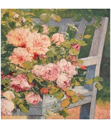 SERVIETTE BANC FLEURI