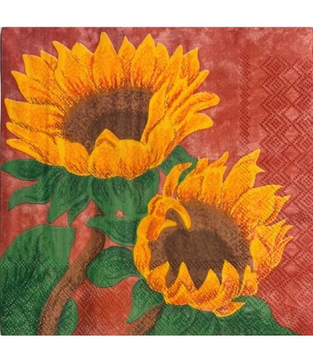 SERVIETTE TOURNESOLS FOND OCRE