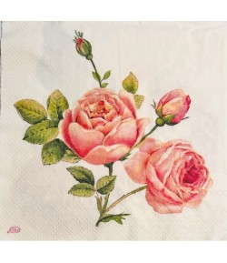 SERVIETTE ROSES ET BOUTONS