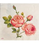 SERVIETTE ROSES ET BOUTONS