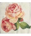 SERVIETTE ROSES ET BOUTONS