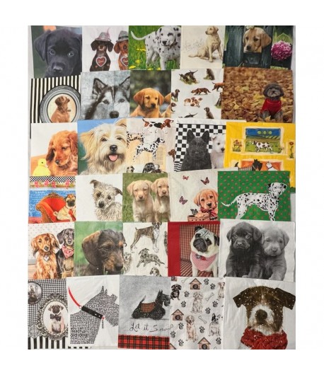 CHIENS - LOT DE 30 SERVIETTES 