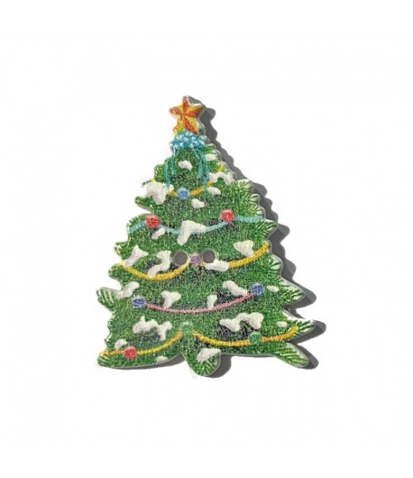 BOUTON EN BOIS - SAPIN NOEL 3X3.8CM