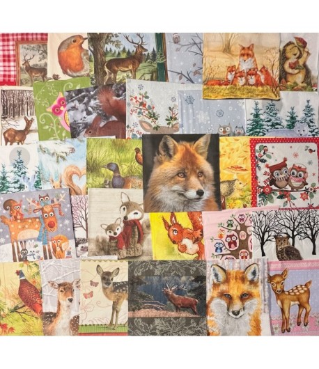 ANIMAUX DE LA FORET - LOT DE 30 SERVIETTES - 01