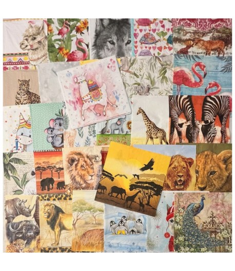 ANIMAUX SAUVAGES - LOT DE 30 SERVIETTES