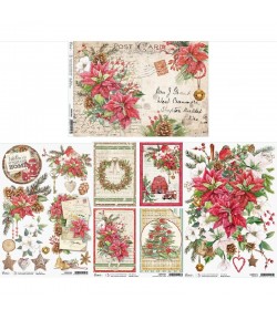 NOEL - LOT DE 4 PAPIERS DE RIZ - A4