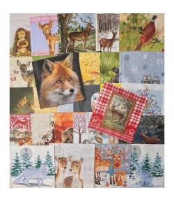 ANIMAUX DE LA FORET - LOT DE 30 SERVIETTES - V2