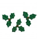 FEUILLES DE HOUX X3- VERT 4.1X4.3CM