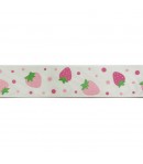 RUBAN BLANC FRAISES 2.5 CM  - 1 METRE