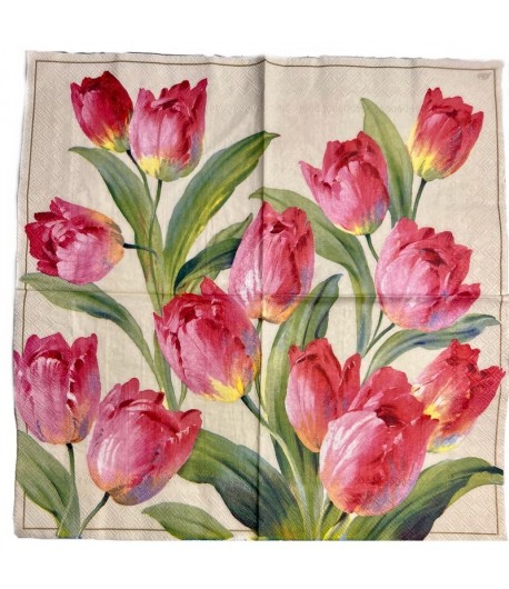 SERVIETTE BRASSEE DE TULIPES