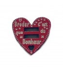 10 BOUTONS COEUR EN BOIS - ROUGE 2.6CM