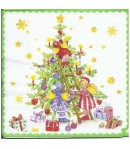 SERVIETTE SAPIN ET ANGES